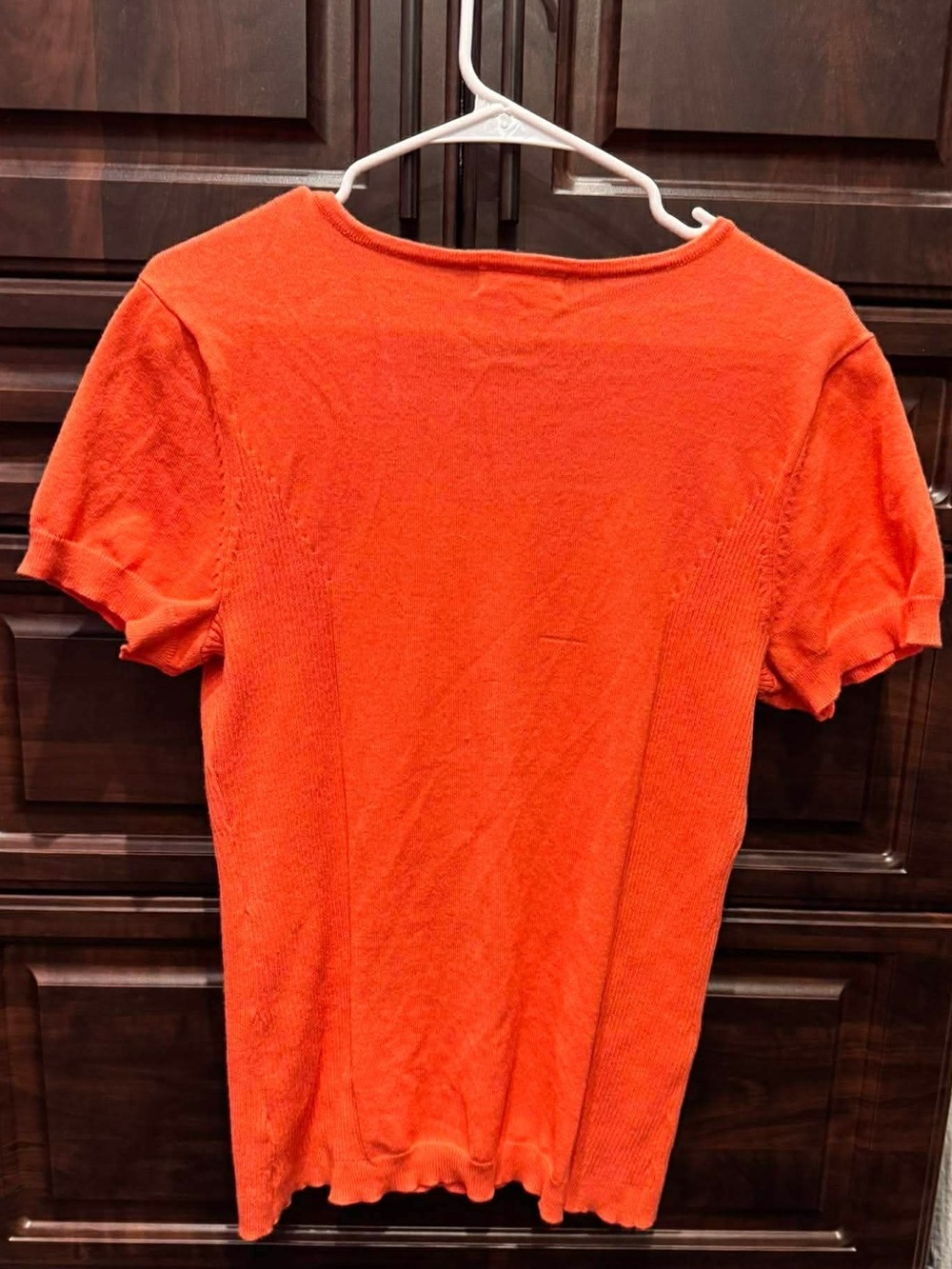Dress Barn Orange Short-Sleeve Square Neck Knit Top LARGE - Picture 3 of 4